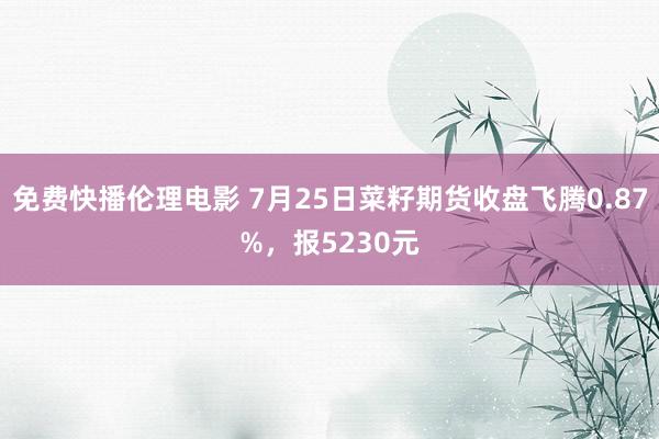 免费快播伦理电影 7月25日菜籽期货收盘飞腾0.87%，报5230元