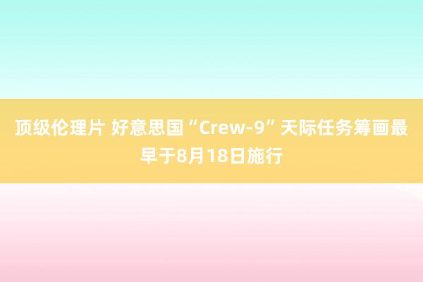 顶级伦理片 好意思国“Crew-9”天际任务筹画最早于8月18日施行