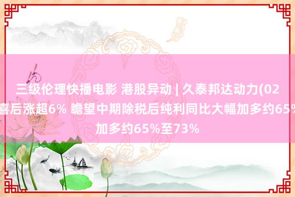 三级伦理快播电影 港股异动 | 久泰邦达动力(02798)盈喜后涨超6% 瞻望中期除税后纯利同比大幅加多约65%至73%