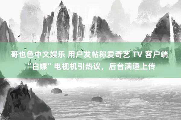 哥也色中文娱乐 用户发帖称爱奇艺 TV 客户端 “白嫖”电视机引热议，后台满速上传