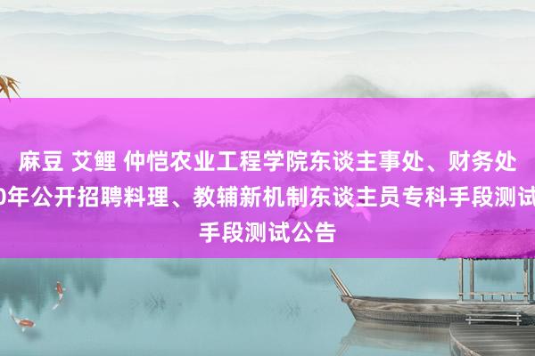 麻豆 艾鲤 仲恺农业工程学院东谈主事处、财务处2020年公开招聘料理、教辅新机制东谈主员专科手段测试公告